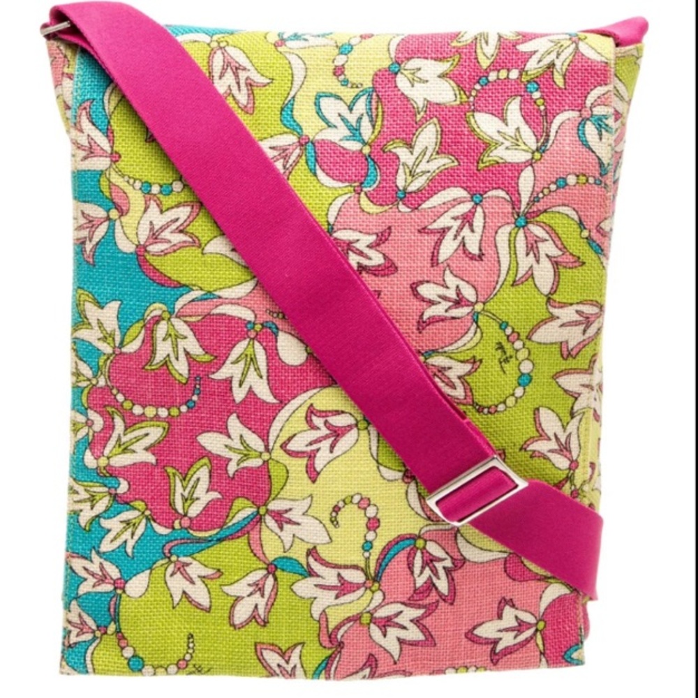 Emilio Pucci Floral Canvas Crossbody in Pink, Lime & Turquoise